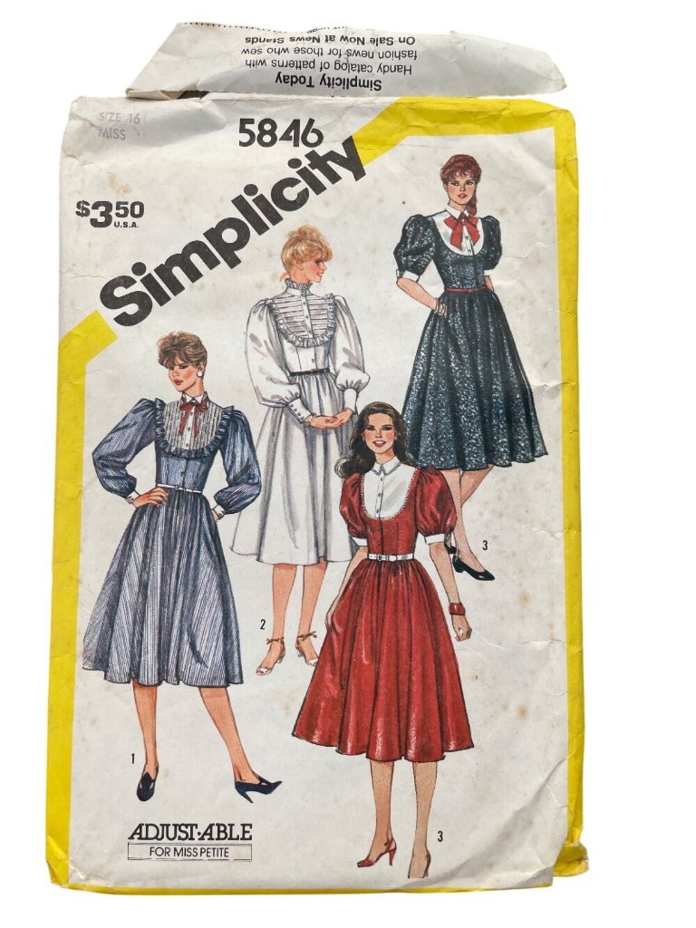 Vintage 80s Simplicity 5846 Sewing Pattern Size 16 Misses Fitted Dress Retro CUT
